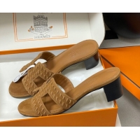 Purchase Hermes Classic Oasis Heel Slides Sandal 4.5cm in Braided Suede Brown 1023092