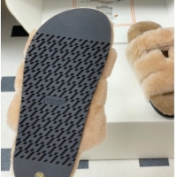 Best Grade Hermes Chypre Flat Slides Sandal in Wool Beige H102306 1023111