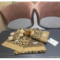 Moncler Wool Hat, Gloves & Scarf M103025 Brown