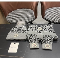 Best Quality Moncler Wool Hat, Gloves & Scarf M103028 Light Grey 2025
