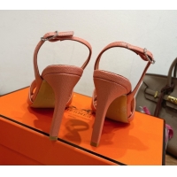 Purchase Hermes Eremite Heel Sandals 10cm in Grained Leather Light Orange H02275 1023155