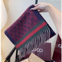 Market Sells Gucci GG Cashmere Scarf 180x30cm G10506 Red/Blue 2025