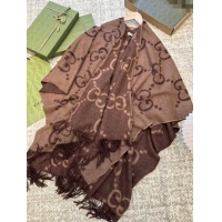 Original Cheap Gucci Reversible Jumbo GG Cashmere Cape G110524 Dark Brown 2025