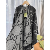 Market Sells Gucci Reversible Jumbo GG Cashmere Cape G110525 Grey 2025
