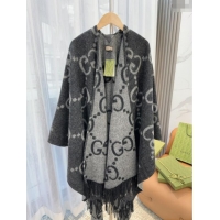 Market Sells Gucci Reversible Jumbo GG Cashmere Cape G110525 Grey 2025