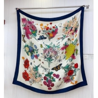 Market Sells Gucci Cashmere & Silk Scarf 140x140 G110612 White/Blue 2025