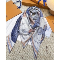 Buy New Cheap Louis Vuitton Cashmere & Silk Scarf 140x140 LV110514 Blue 2025