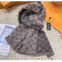 Luxury Cheap Louis Vuitton Monogram Wool Headline Scarf LV110526 Grey 2025