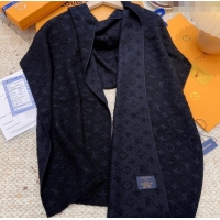 Best Price Louis Vuitton Monogram Wool Headline Scarf LV110527 Black 2025
