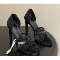 Good Looking Hermes Lipstick Heel Sandals 10.5cm with Kelly Buckle in Suede Black 1023175