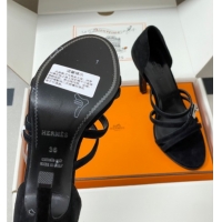 Good Looking Hermes Lipstick Heel Sandals 10.5cm with Kelly Buckle in Suede Black 1023175