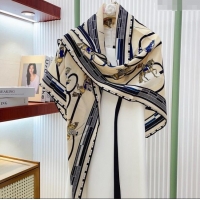 Discount Hermes Cashmere & Silk Triangle Scarf H110708 Beige/Blue 2025