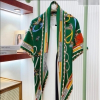 Spot Bulk Hermes Cashmere & Silk Triangle Scarf H110710 Green 2025