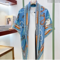 Popular Style Hermes Cashmere & Silk Triangle Scarf H110711 Blue 2025