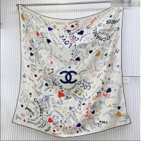 Good Taste Chanel Cashmere & Silk Scarf 140x140 CH110609 White 2025