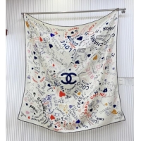 Good Taste Chanel Cashmere & Silk Scarf 140x140 CH110609 White 2025