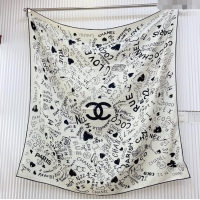 Best Price Chanel Cashmere & Silk Scarf 140x140 CH110611 White 2025