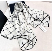 Spot Bulk Chanel Cashmere & Silk Scarf 140x140cm CH110713 White 2025