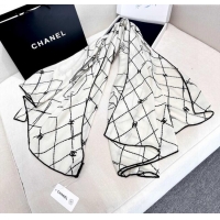 Spot Bulk Chanel Cashmere & Silk Scarf 140x140cm CH110713 White 2025