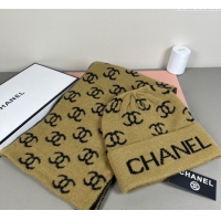 Top Design Chanel CC Allover Hat and Scarf Set CH111108 Green 2025