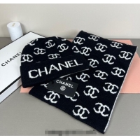 Buy Discount Chanel CC Allover Hat and Scarf Set CH111108 Black/White 2025