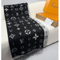 Original Cheap Louis Vuitton Reykjavik 2.0 Cashmere Long Scarf 55x180cm LV111103 Black 2025