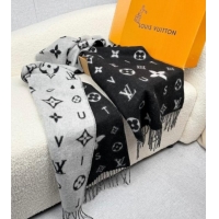 Original Cheap Louis Vuitton Reykjavik 2.0 Cashmere Long Scarf 55x180cm LV111103 Black 2025