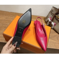 Pretty Style Hermes Lover Slingbacks Flat in Calfskin Leather with Kelly Buckle Pink H252121 1024010