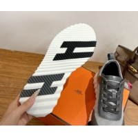 Good Quality Hermes Bouncing Sneakers in Suede and Calfskin Leather Dark Grey 1024013