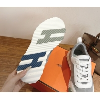 Most Popular Hermes Bouncing Sneakers in Suede and Calfskin Leather Grey/White 1024019