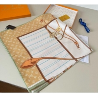 Pretty Style Louis Vuitton My Neverfull Silk Square Scarf 90x90cm LV111104 Beige 2025