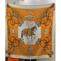Good Taste Hermes Cord Printed Silk Cashmere Square Scarf 140cm H111137 Orange 2025