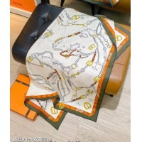 Modern Classic Hermes Silk Square Scarf 90x90cm H111149 Green 2025