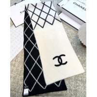 New Cheap Chanel Cashmere Wool Silk Long Scarf 30x180cm CH111158 White 2025