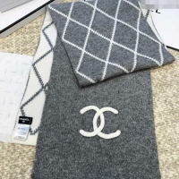 Buy Fashionable Chanel Cashmere Wool Silk Long Scarf 30x180cm CH111158 Grey 2025
