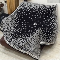 Good Taste Chanel Wool Silk Square Scarf 135x135cm CH111160 Black 2025