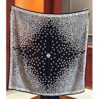 Good Taste Chanel Wool Silk Square Scarf 135x135cm CH111160 Black 2025
