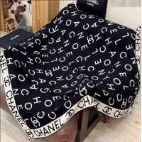 Top Design Chanel Logo Cashmere Silk Square Scarf 135x135cm CH111161 Black 2025