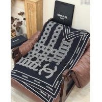 Good Looking Chanel CC Cashmere Silk Square Scarf 135x135cm CH111162 Black 2025