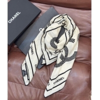 Good Product Chanel CC Cashmere Silk Square Scarf 135x135cm CH111162 White 2025