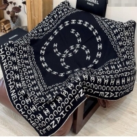 Good Quality Chanel CC Cashmere Silk Square Scarf 135x135cm CH111163 Black 2025