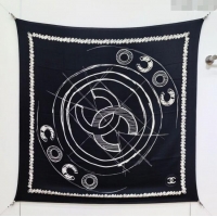 New Design Chanel Cashmere Silk Square Scarf 140x140cm CH111164 Black 2025