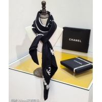 New Design Chanel Cashmere Silk Square Scarf 140x140cm CH111164 Black 2025