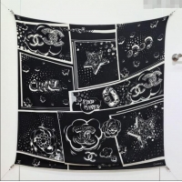 Unique Discount Chanel Cashmere Silk Square Scarf 140x140cm CH111165 Black 2025