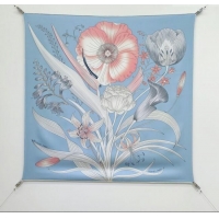 Buy New Cheap Hermes Bouquets Final Silk Square Scarf 90x90cm 1175 Blue 2025