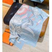 Buy New Cheap Hermes Bouquets Final Silk Square Scarf 90x90cm 1175 Blue 2025