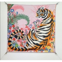 Luxury Cheap Hermes Tiger Tyger Silk Square Scarf 90x90cm 1175 Pink 2025