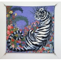 Market Sells Hermes Tiger Tyger Silk Square Scarf 90x90cm 1175 Blue 2025