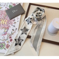 Original Cheap Dior Silk Star Bandeau Scarf 6x100cm DR111185 Grey 2025