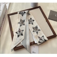 Original Cheap Dior Silk Star Bandeau Scarf 6x100cm DR111185 Grey 2025